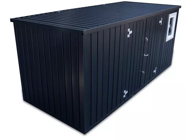 Storage-Tech Image: 16ft M Series Storage Container (closed, top-angle, black)