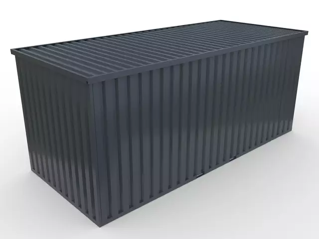 Storage-Tech Image: 16ft S-Series Storage Container (closed, aerial, dark gray)