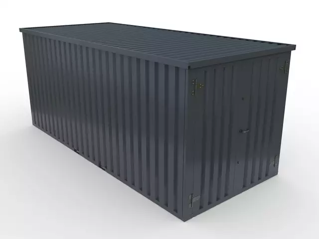 Storage-Tech Image: 16ft S-Series Storage Container (closed, aerial-angle, dark gray)