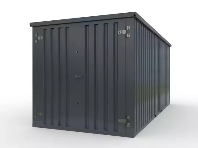 Storage-Tech Image: 16ft S-Series Storage Container (closed, front, dark gray)