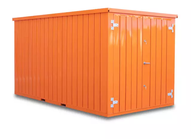 Storage-Tech Image: 13ft M Series Storage Container (closed,side-angle, orange)
