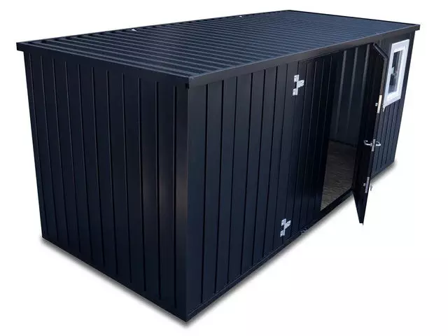 Storage-Tech Image: 16ft M Series Storage Container (closed, top-side, black)
