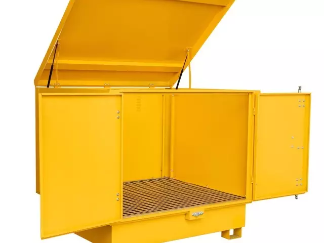 Storage-Tech Product Image: Harzardous Storage Container (Yellow, open)