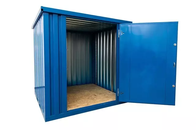 Storage-Tech Image: 7ft S-Series Storage Container (open, front-side, blue)