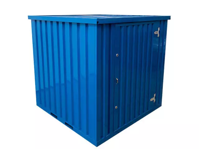 Storage-Tech Image: 7ft S-Series Storage Container (closed, front-side, blue)