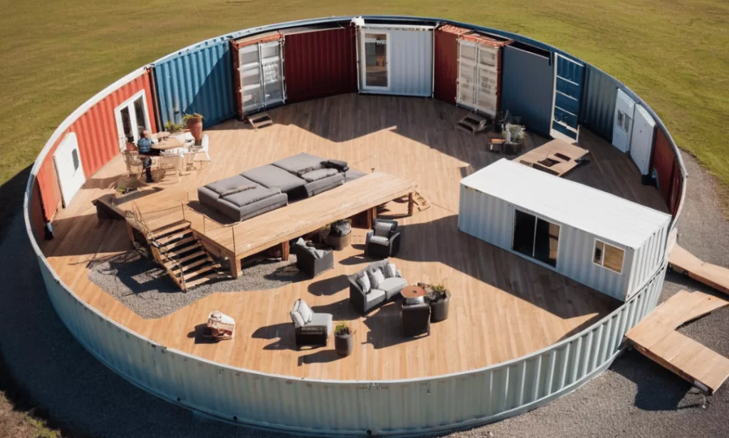 Round Shipping Container Home - bird's eye view